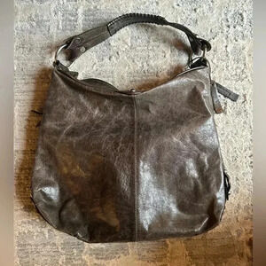 Tano Modern Slouchy Hobo Bucket Bag Italian Leather Brown Braided Shoulder Strap